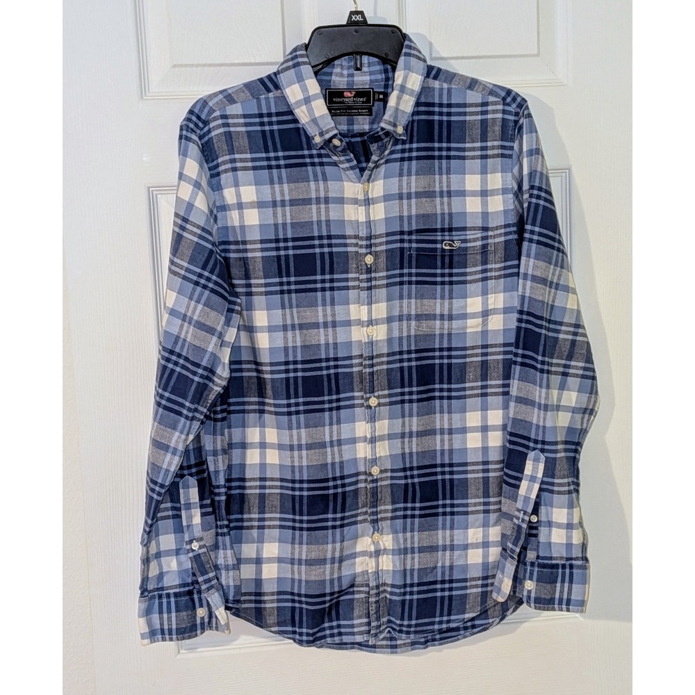 Vineyard‎ Vines Mens Slim Fit Tucker Shirt Blue Plaid Button Down Casual NWOT